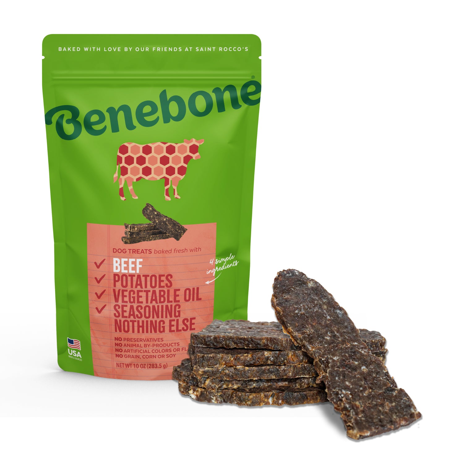 Fresh-Baked Beef Dog Treats by Benebone x Saint Rocco's