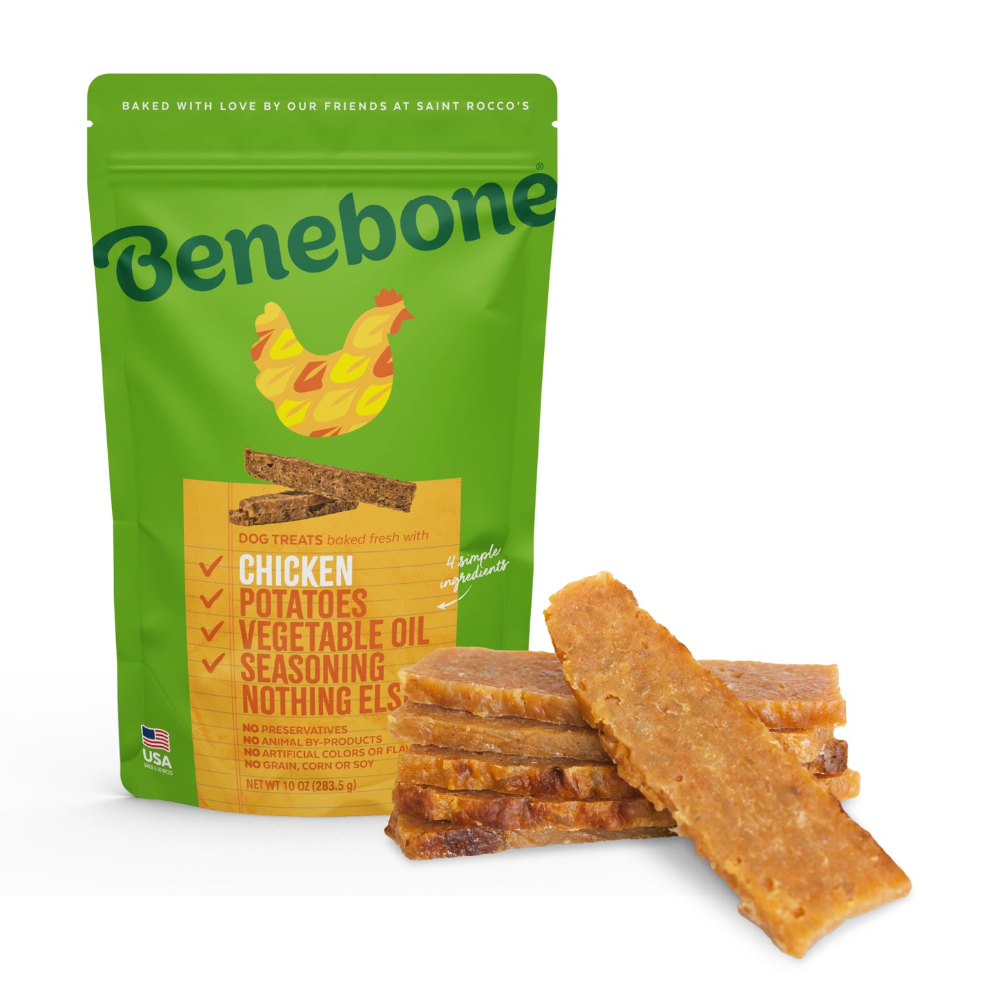 Fresh-Baked Chicken Dog Treats by Benebone x Saint Rocco's