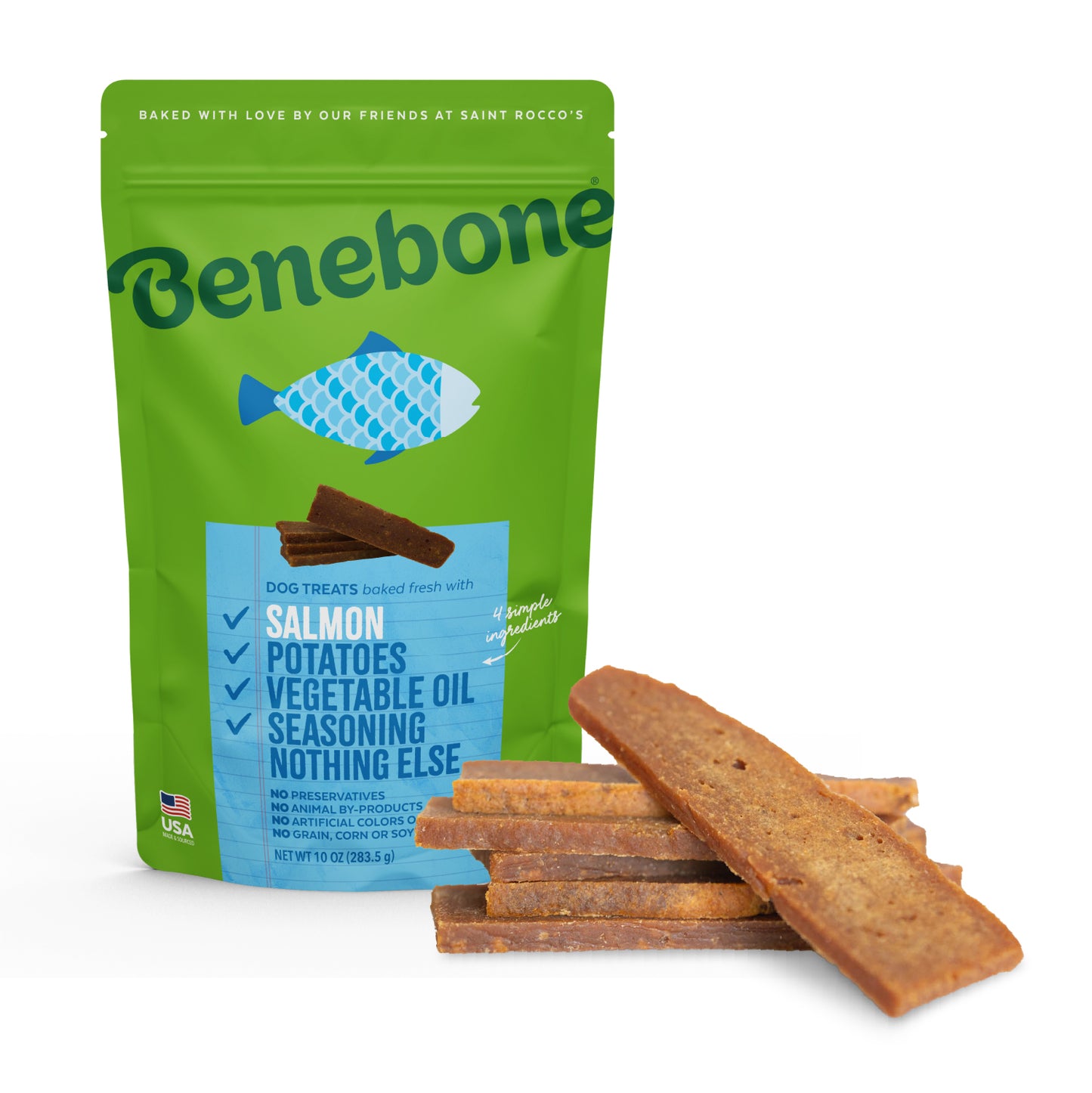 Fresh-Baked Salmon Dog Treats by Benebone x Saint Rocco's